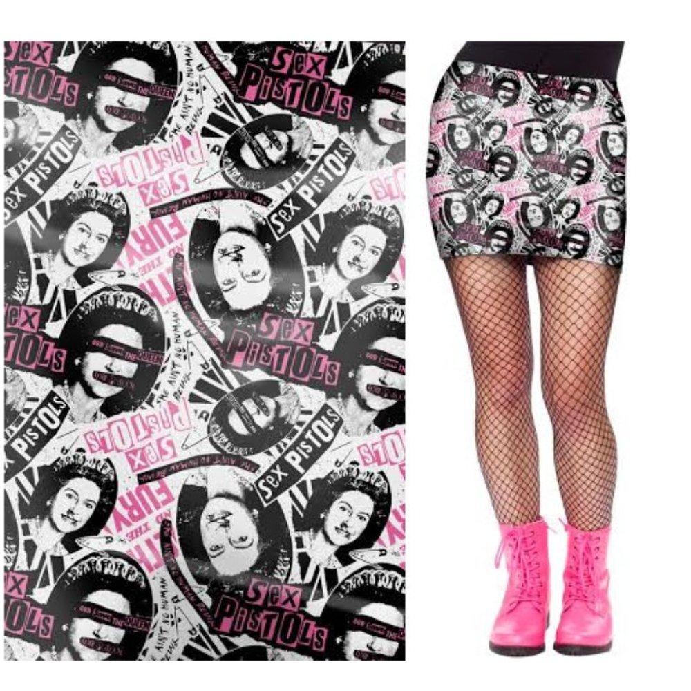Sex Pistols - No Fun Tube Skirt - Punk Rock Mini Stretchy Music Band RARE NWT - Picture 5 of 5